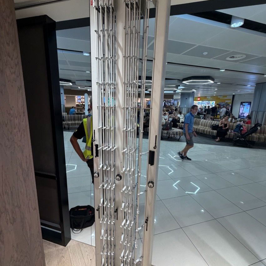 Sliding security grille Manchester Airport Sliding security grille Manchester Airport